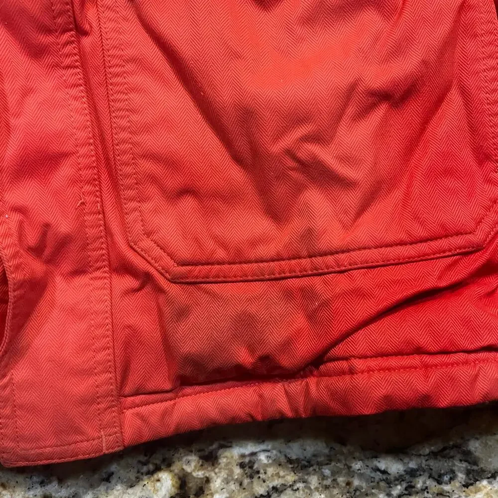 L.L. Bean Boys Hooded Winter Parka Red Orange Plaid Lined‎ Jacket Size L 14-16
